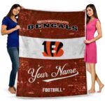 customized cincinnati bengals grunge texture orange white blanket best selling