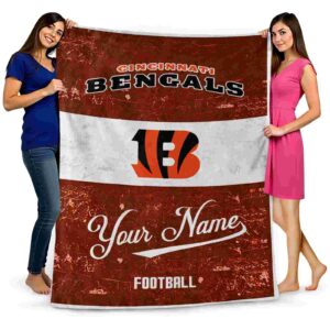 customized cincinnati bengals grunge texture orange white blanket fashion forward