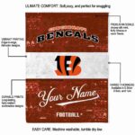 customized cincinnati bengals grunge texture orange white blanket best selling
