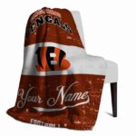 customized cincinnati bengals grunge texture orange white blanket best selling