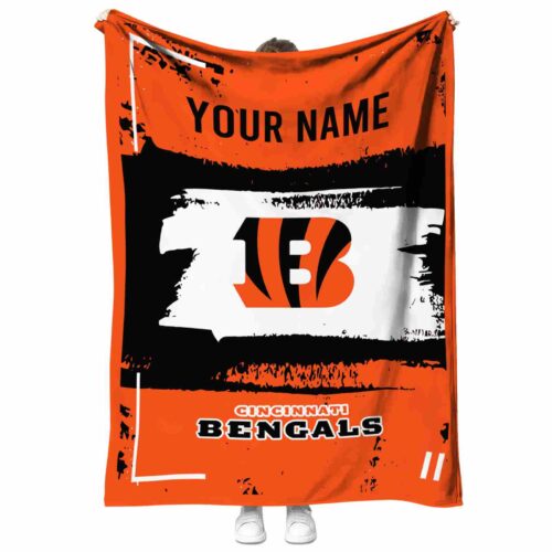 customized cincinnati bengals paint strokes orange white blanket best selling
