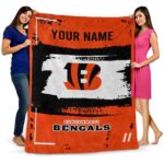 customized cincinnati bengals paint strokes orange white blanket fashion forward