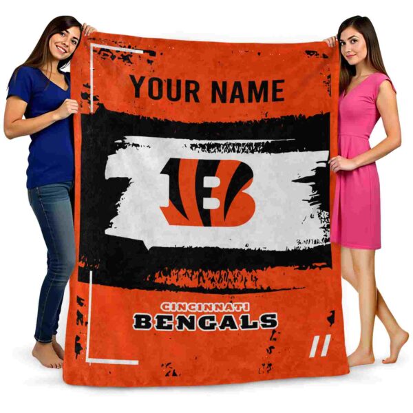 customized cincinnati bengals paint strokes orange white blanket fashion forward