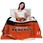 customized cincinnati bengals paint strokes orange white blanket latest model