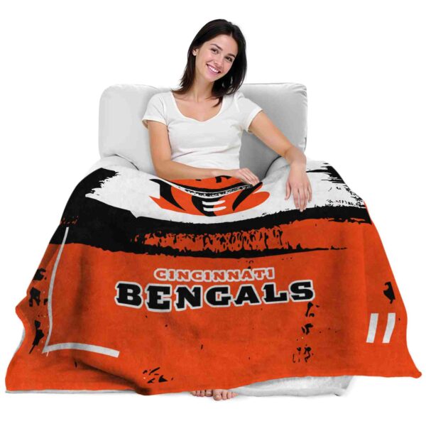 customized cincinnati bengals paint strokes orange white blanket latest model