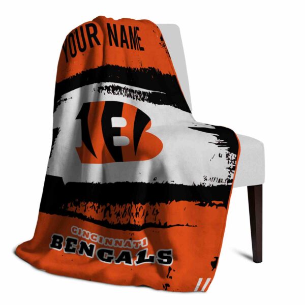 customized cincinnati bengals paint strokes orange white blanket top rated