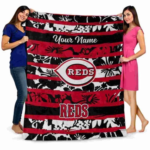 customized cincinnati reds floral stripes red white blanket fashion forward