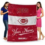 customized cincinnati reds grunge texture red white blanket best selling