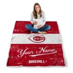 customized cincinnati reds grunge texture red white blanket best selling