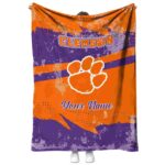 customized clemson tigers grunge streaks orange blanket best selling