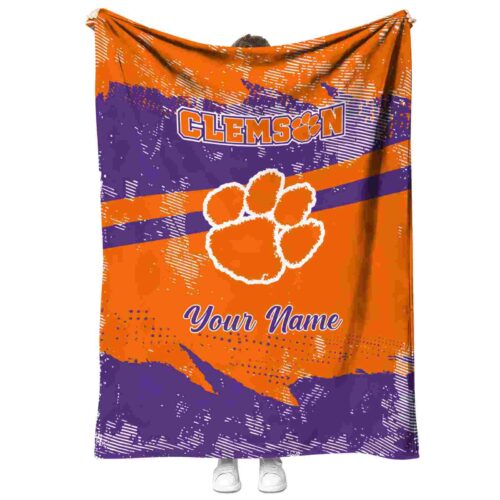customized clemson tigers grunge streaks orange blanket best selling