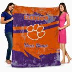 customized clemson tigers grunge streaks orange blanket best selling