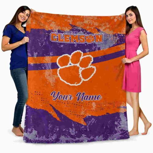 customized clemson tigers grunge streaks orange blanket fashion forward