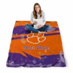 customized clemson tigers grunge streaks orange blanket best selling