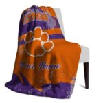 customized clemson tigers grunge streaks orange blanket best selling