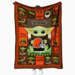 customized cleveland browns baby yoda brown blanket best selling