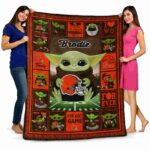 customized cleveland browns baby yoda brown blanket best selling