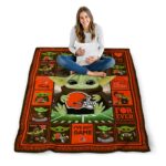 customized cleveland browns baby yoda brown blanket best selling