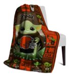 customized cleveland browns baby yoda brown blanket best selling