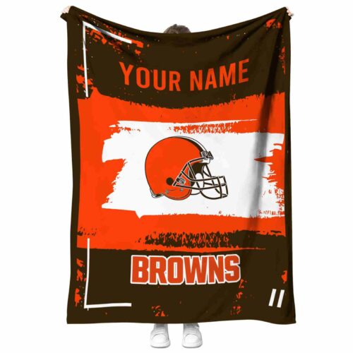 customized cleveland browns paint strokes brown white blanket best selling
