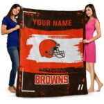customized cleveland browns paint strokes brown white blanket best selling