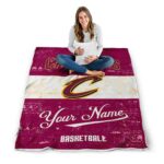 customized cleveland cavaliers grunge texture wine white blanket high quality