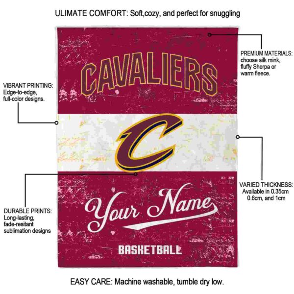 customized cleveland cavaliers grunge texture wine white blanket new arrival