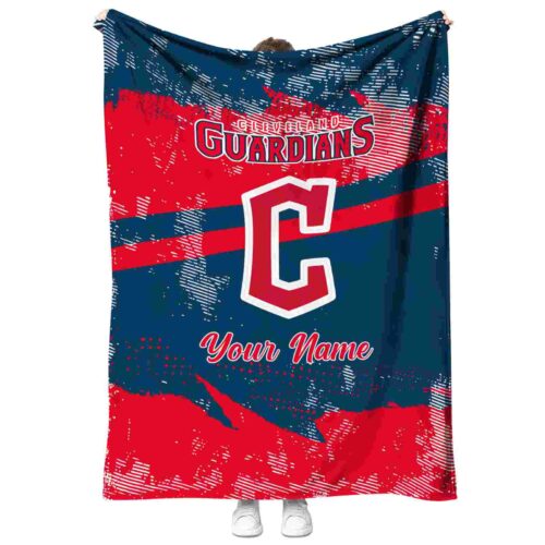 customized cleveland guardians grunge streaks navy blue blanket best selling