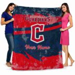 customized cleveland guardians grunge streaks navy blue blanket best selling