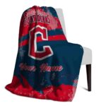 customized cleveland guardians grunge streaks navy blue blanket best selling