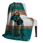 customized coastal carolina chanticleers paint strokes green white blanket best selling