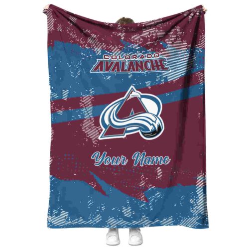 customized colorado avalanche grunge streaks burgundy blanket best selling