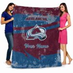 customized colorado avalanche grunge streaks burgundy blanket best selling