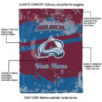 customized colorado avalanche grunge streaks burgundy blanket best selling
