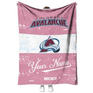 customized colorado avalanche grunge texture burgundy white blanket best selling