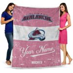 customized colorado avalanche grunge texture burgundy white blanket best selling