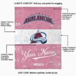 customized colorado avalanche grunge texture burgundy white blanket best selling