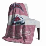 customized colorado avalanche grunge texture burgundy white blanket best selling