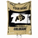 customized colorado buffaloes paint strokes gold white blanket best selling