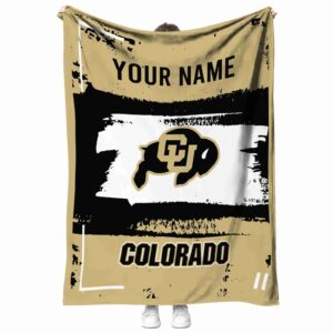 customized colorado buffaloes paint strokes gold white blanket best selling
