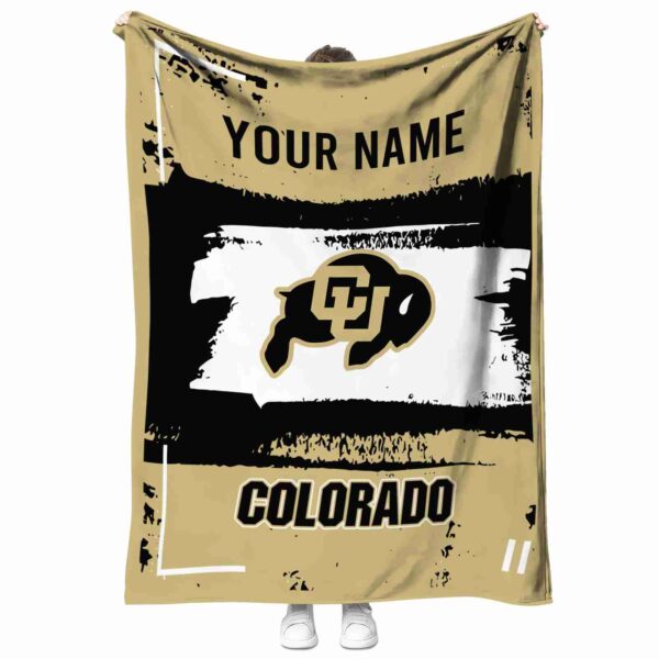 customized colorado buffaloes paint strokes gold white blanket best selling