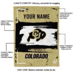 customized colorado buffaloes paint strokes gold white blanket new arrival