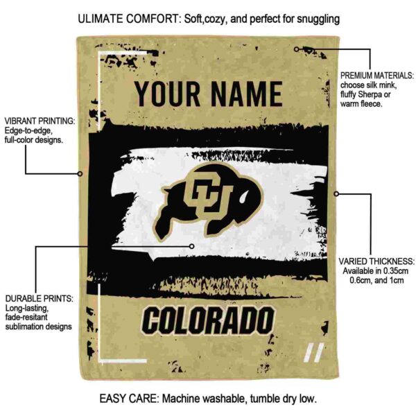 customized colorado buffaloes paint strokes gold white blanket new arrival
