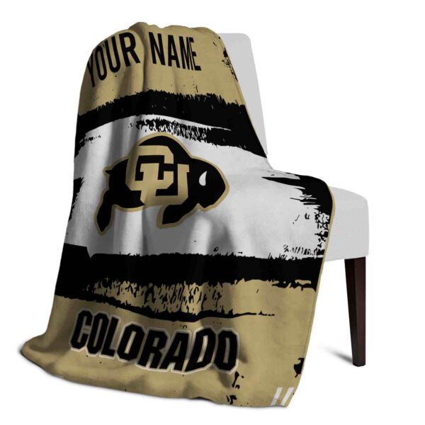 customized colorado buffaloes paint strokes gold white blanket top rated