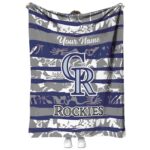 customized colorado rockies floral stripes blue white blanket best selling