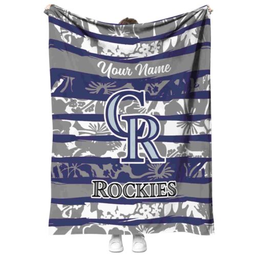 customized colorado rockies floral stripes blue white blanket best selling