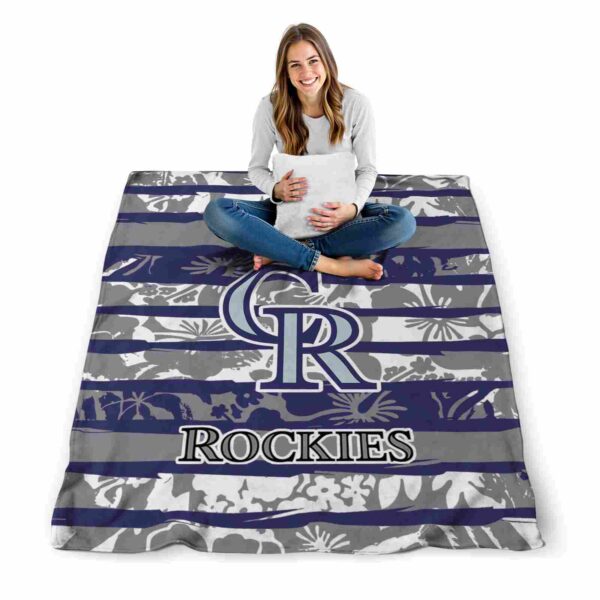 customized colorado rockies floral stripes blue white blanket high quality