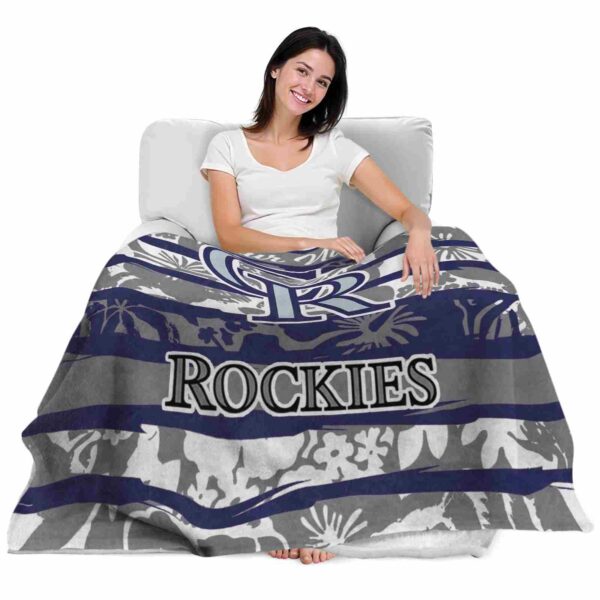customized colorado rockies floral stripes blue white blanket latest model