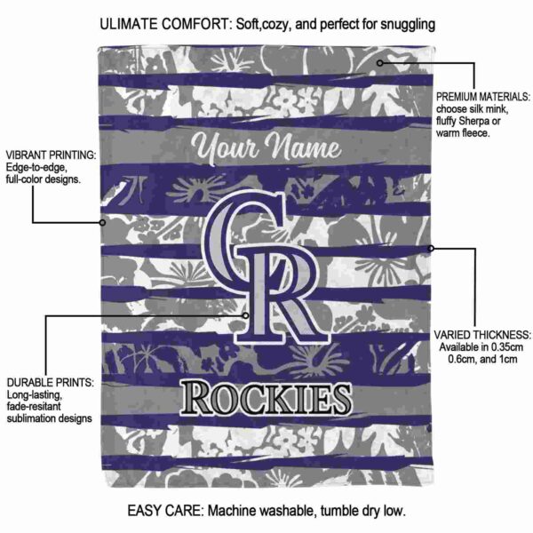 customized colorado rockies floral stripes blue white blanket new arrival