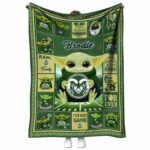 customized colorado state rams baby yoda green blanket best selling